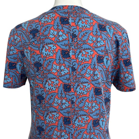 Tory Burch Pima Cotton V-Neck Sea Coral Artemis Short Sleeve T Shirt Top (S) - Picture 6 of 10